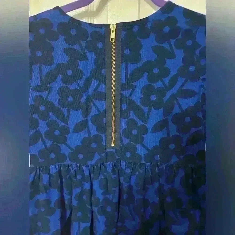Hanna Andersson Girls Size 140 Corduroy Long Sleeve Navy/Blue Floral Dress - Picture 6 of 7